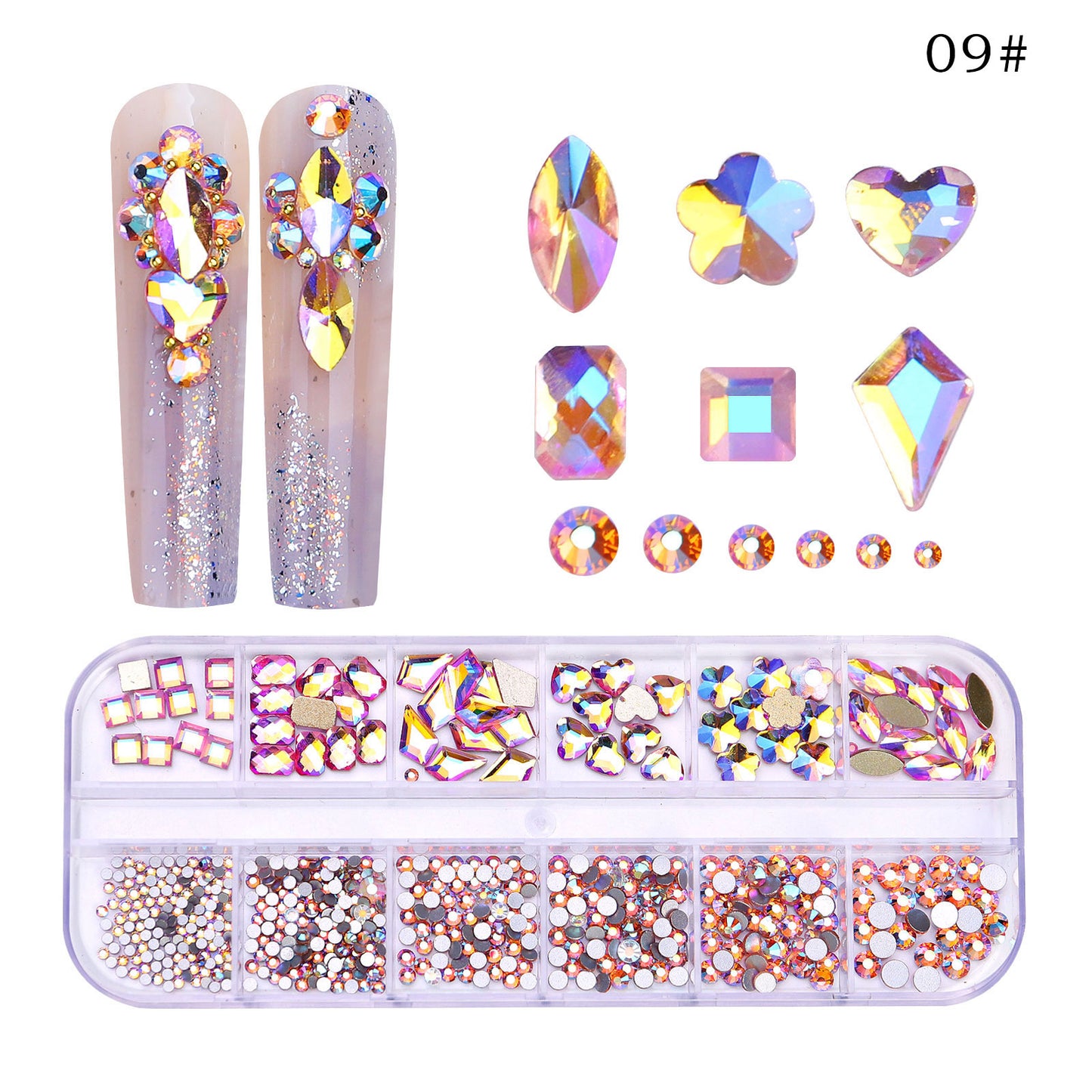 NRS027 ForLife Flat Bottom Glass Nail Rhinestones Decorations Crystal 3d Nail Art Accessories Shaped rhinestones