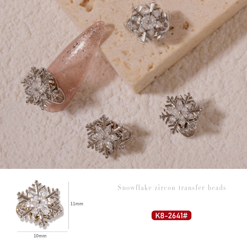 NZJ054 High-quality New Year Nail Art Transfer Beads Zircon Snow Pearl Rotatable Luxury Nail Rhinestone Accessories