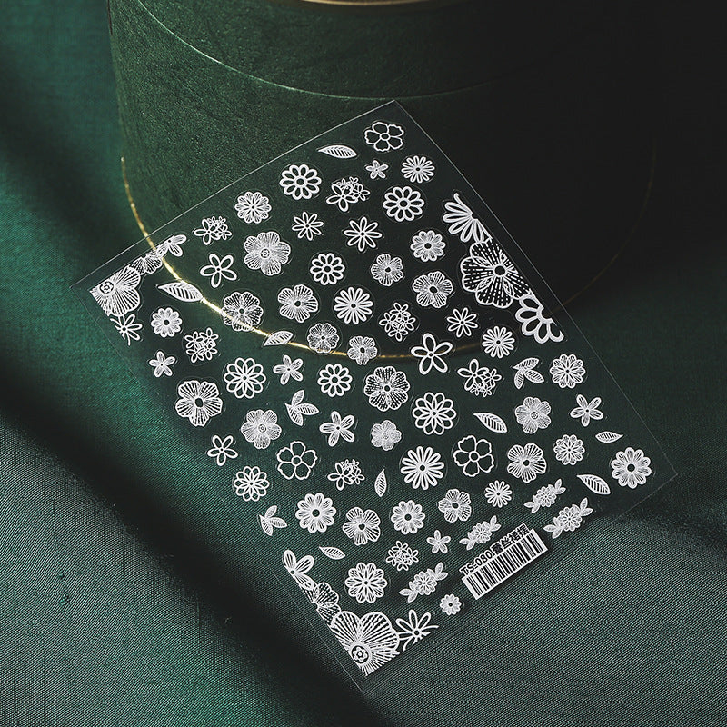 NS5D002 High quality 5D nail stickers Christmas flowers nail stickers decorations simple flower lines 3d