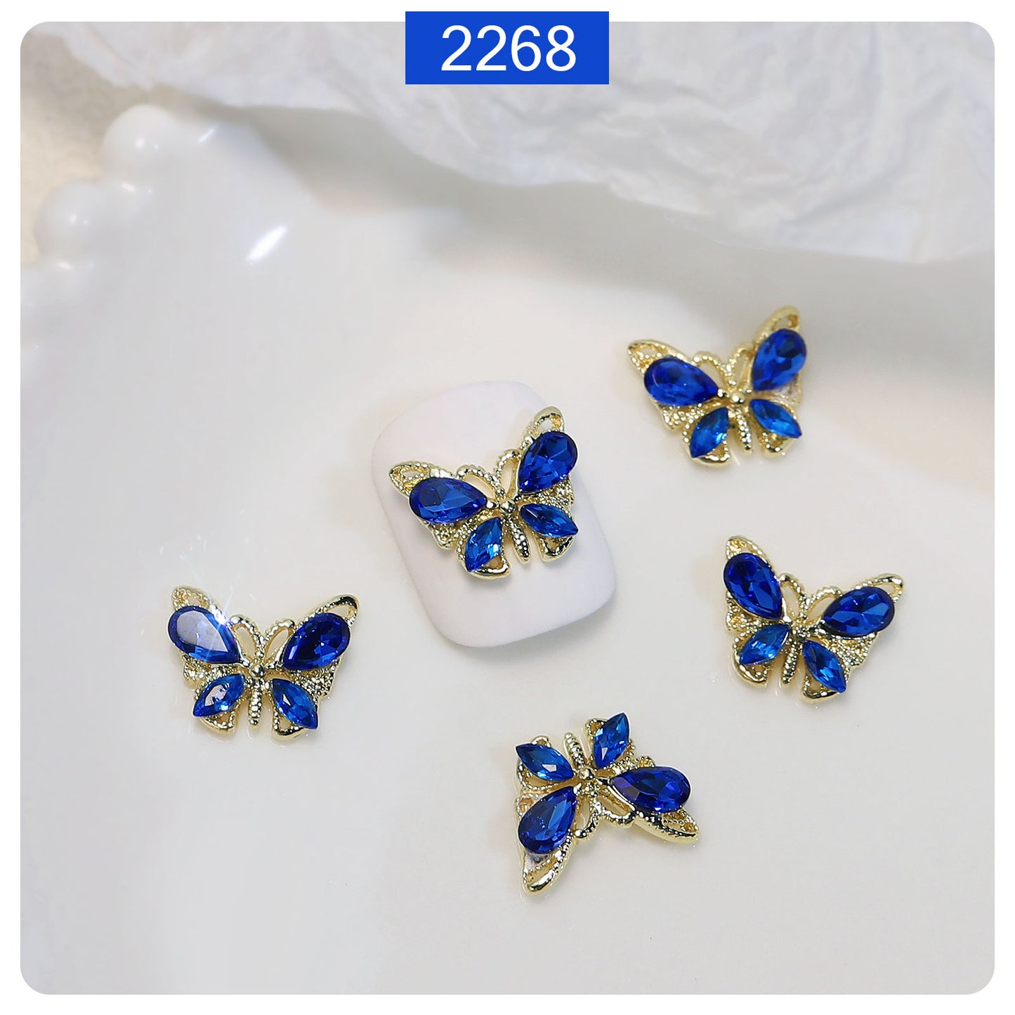 NZJ049 New luxury shiny 3D alloy crystal butterfly zircon nail accessories wholesale