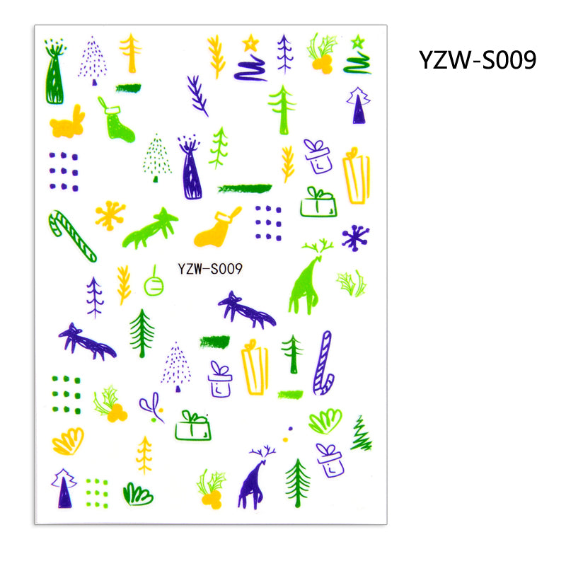 NS5D007  1pcs Christmas Winter Nail Sticker Robin Snow Flower New Year Halloween 3D Decals Nail Art Design Decor Accessories