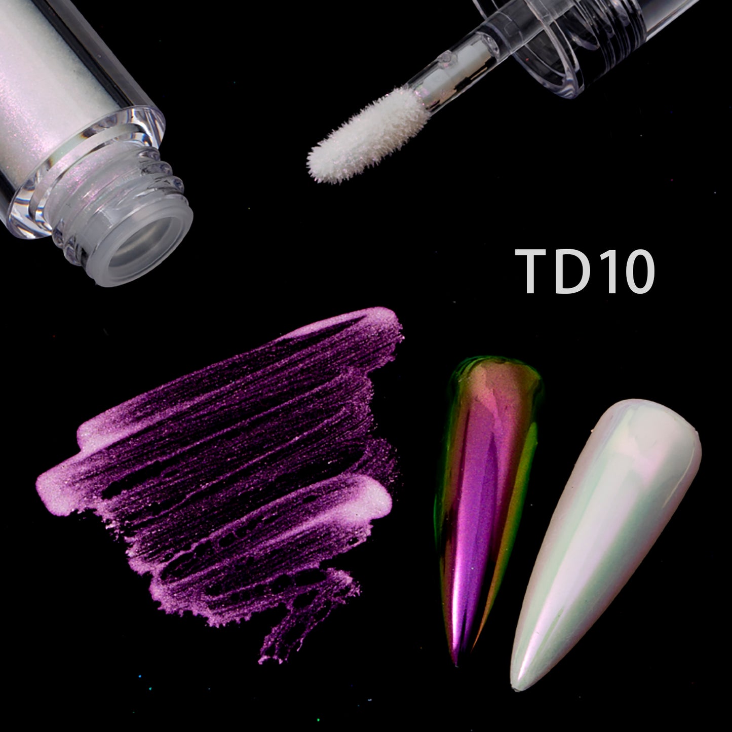 FNP013 Round tube wholesale TD series 6 colors liquid magic mirror powder used for art nail decoration