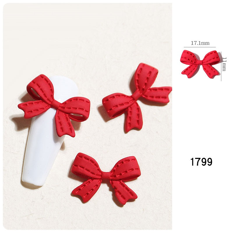 NDE061 ForLife nail art accessories three-dimensional spray paint butterfly red ribbon 3D alloy bow decoration