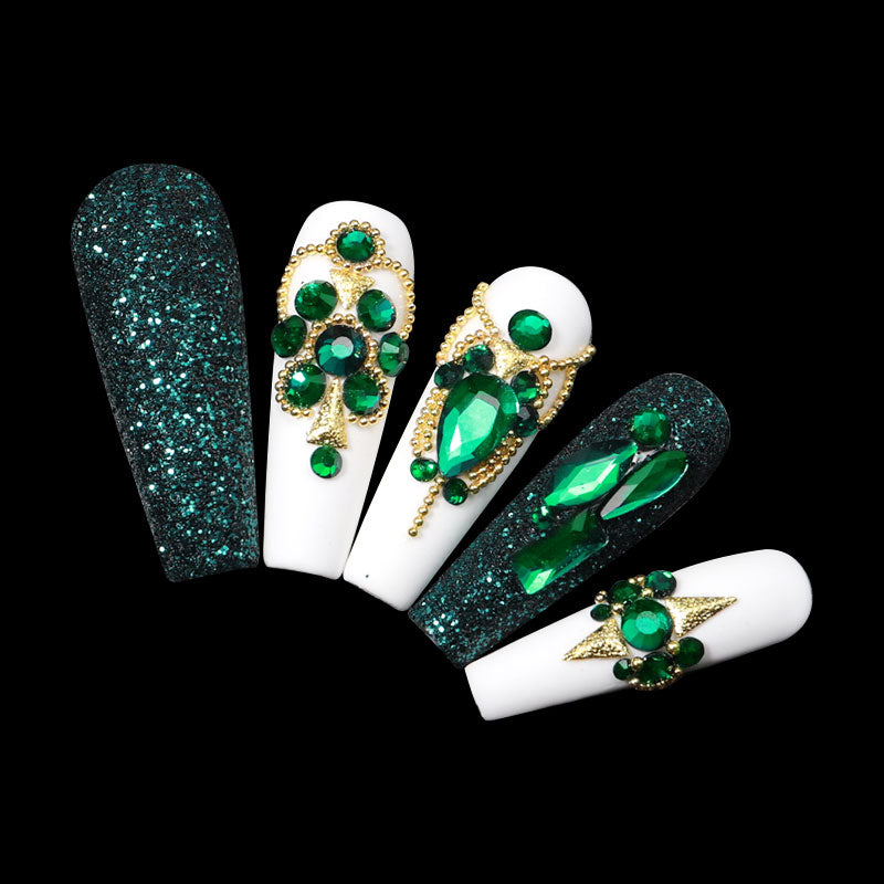 NRB010 New green shiny rhinestones Flat Bottom Glass nail rhinestone art decoration rhinestones