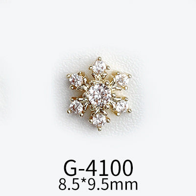 NZJ040 Christmas Nail Art Zircon Charms 3D Snowflake Nail Glitter Sticker Supplies Accessories Shiny Xtmas Nail Rhinestones Jewelry