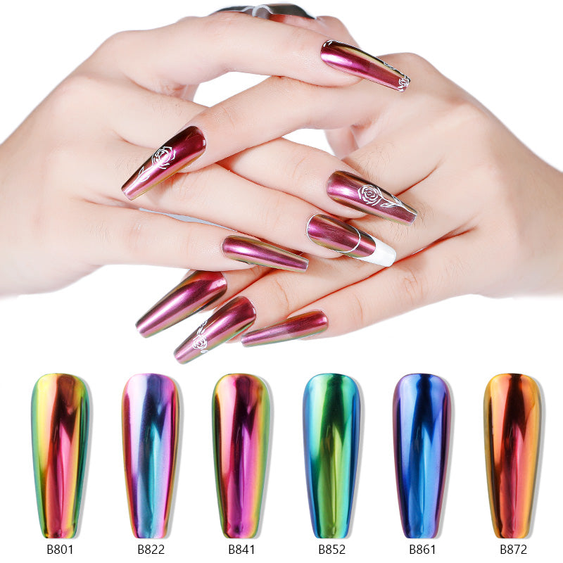 FNP072 6 Colors Chameleon Dark Glasses Air Cushion Pen Magic Mirror Powder Nail Pigment