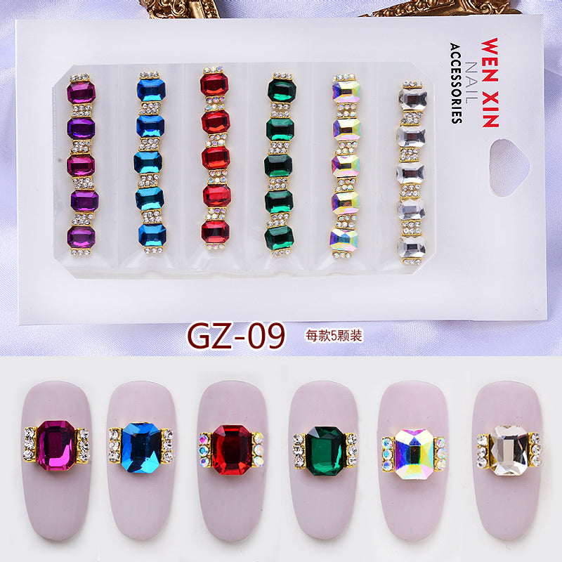 NRS007 ForLife 6 Grid Pack Flatback Nail Art Crystal Rhinestones Zircon Decorations 3d Alloy Retro Nail Accessories DIY tools