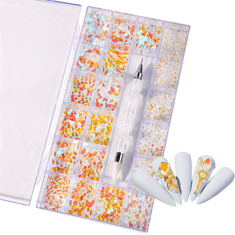 NRB012 ForLife Aurora blue Nail Art Mix Shape Fancy Shaped Box Flat Bottom Glass nail rhinestone art decoration white rhinestones