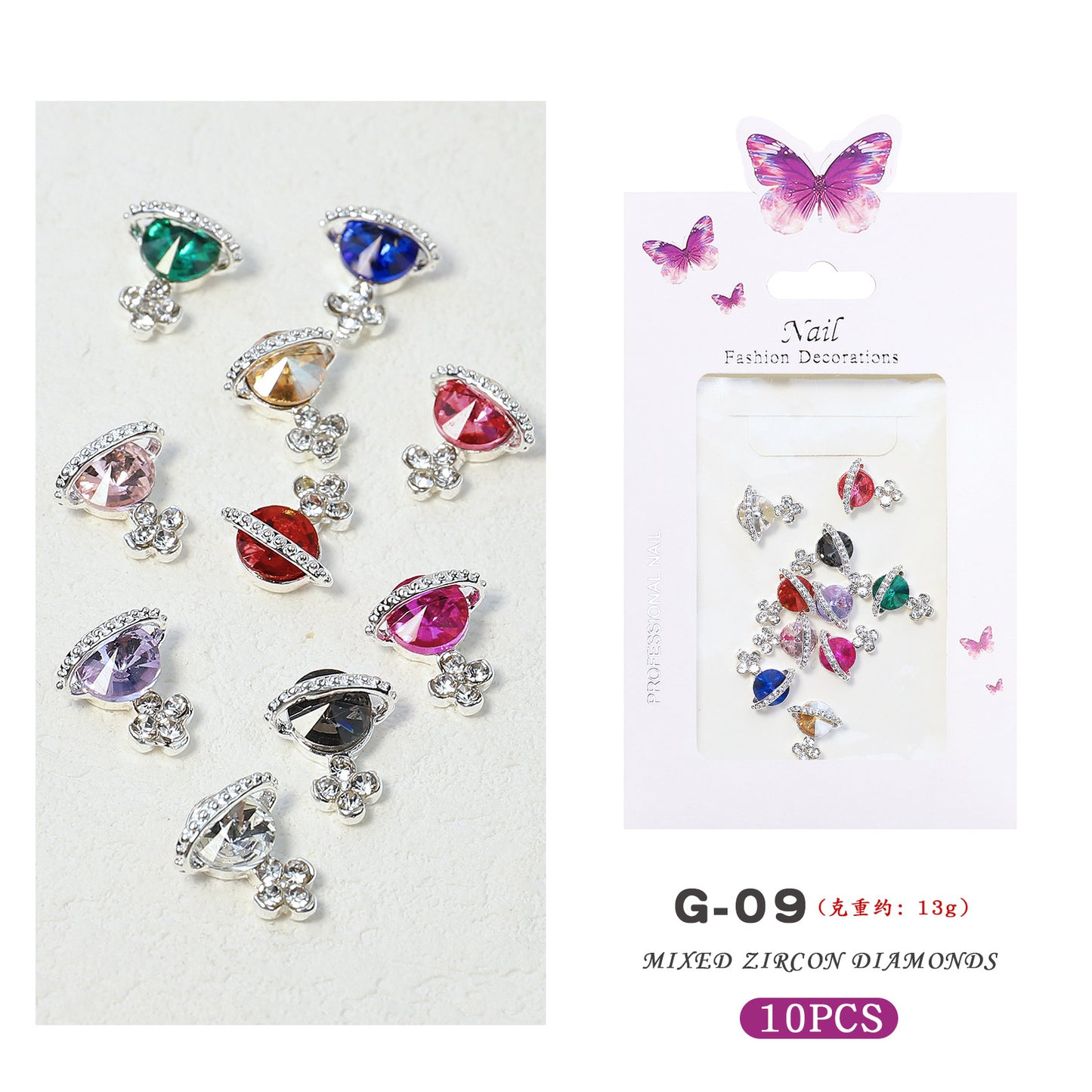 NRS029 3D nail art charms zircon alloy nail jewelry transparent shiny charm metal gemstone fashion DIY nail art decorations