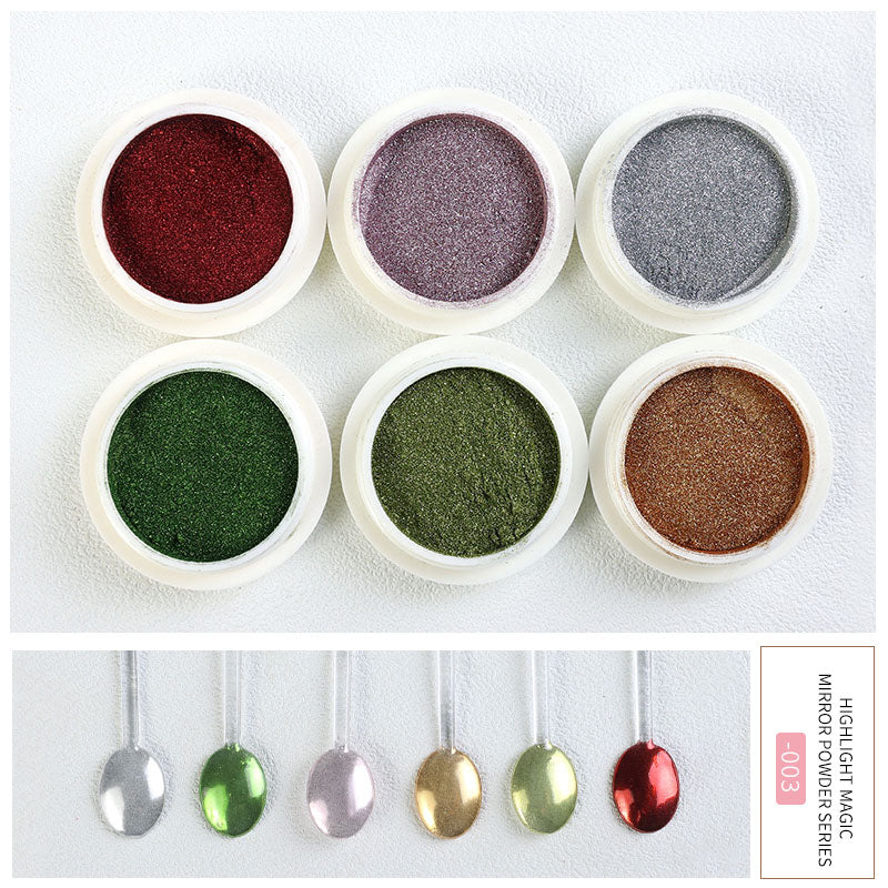 FNP001 Wholesale High Quality 6pcs/box Highlight Magic Mirror Powder Press On Nail For Fashionable Nail Decoration