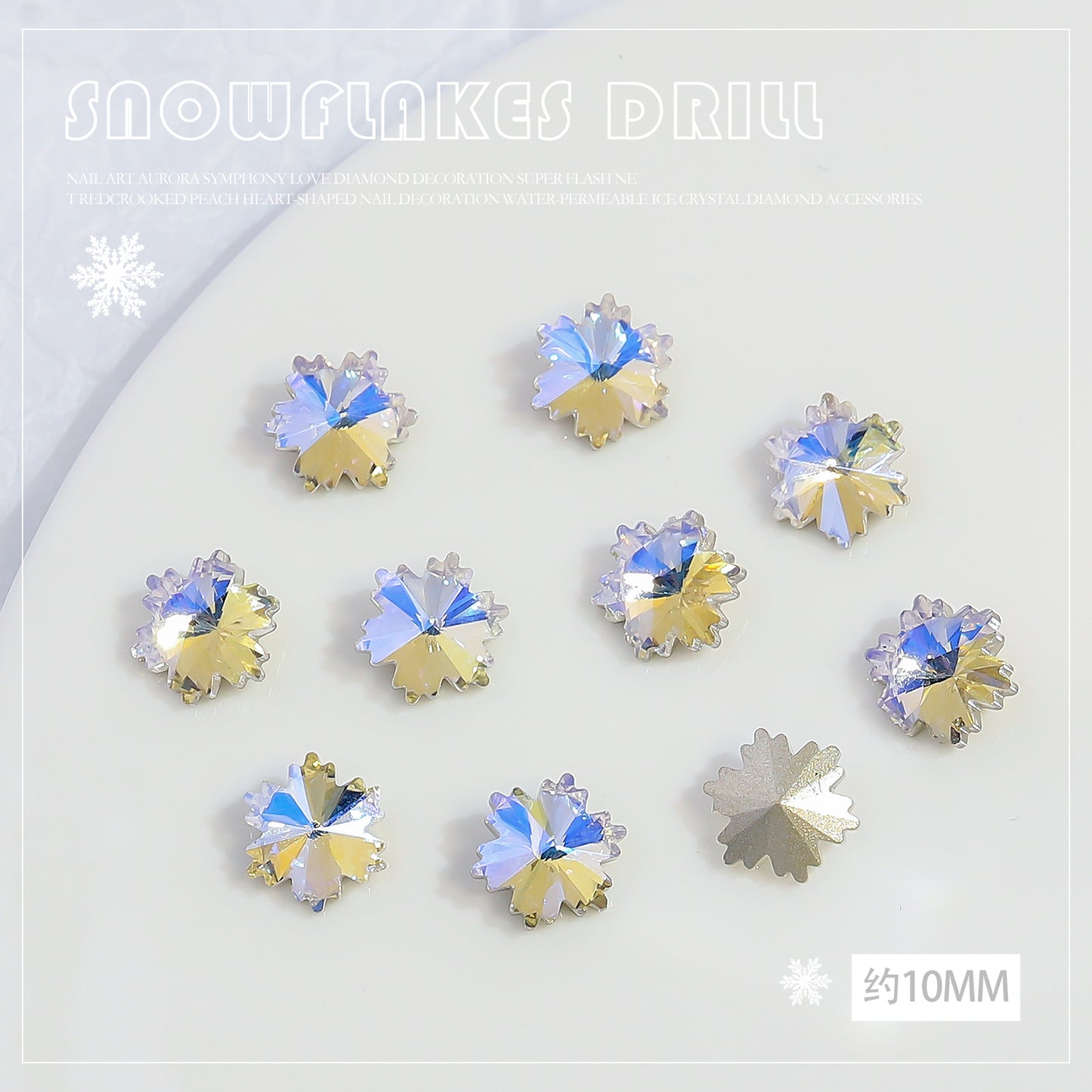 NZJ032 K9 snowflake point bottom nail enhancement diamond luxury glass crystal shaped diamond DIY nail jewelry wholesale
