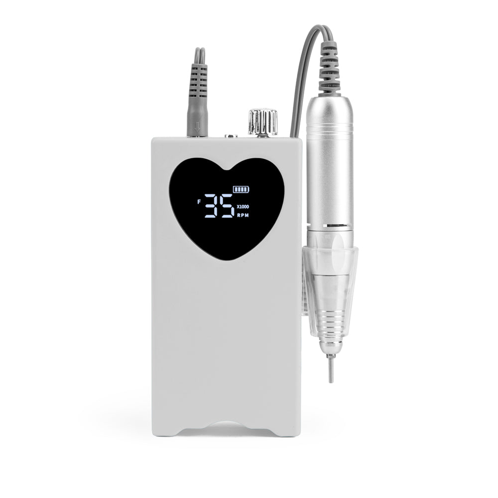 FNDM016 New Heart shape Portable Cordless Rechargeable Desktop Nail Drill Machine with 35000 rpm electric nail drill E file