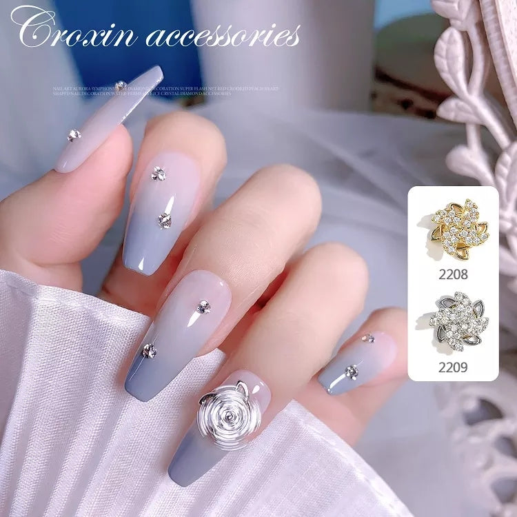 NZJ033 Boutique Nail Arts Windmill Zircon Nail Charms Rotatable Rotary Drill Spinner Women Beauty Finger Nail Sticker Fashion Jewelry