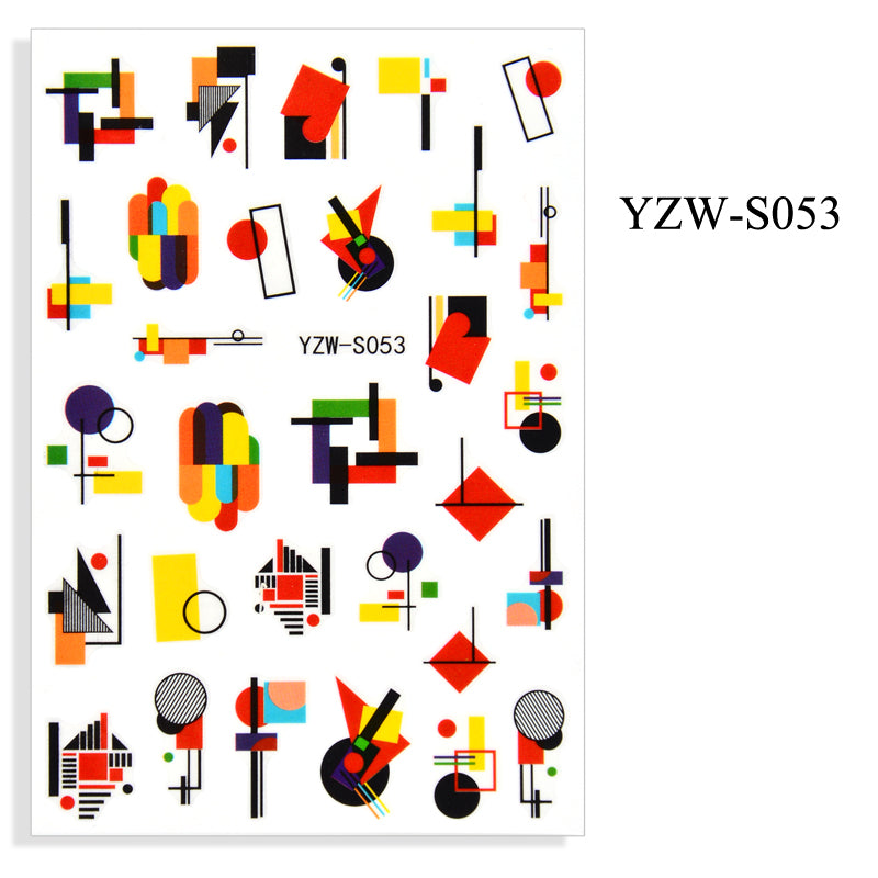 NS5D003 Hot Sale Simple Line Geometric Face Nail Sticker Avocado Fruit Nail Sticker 3d