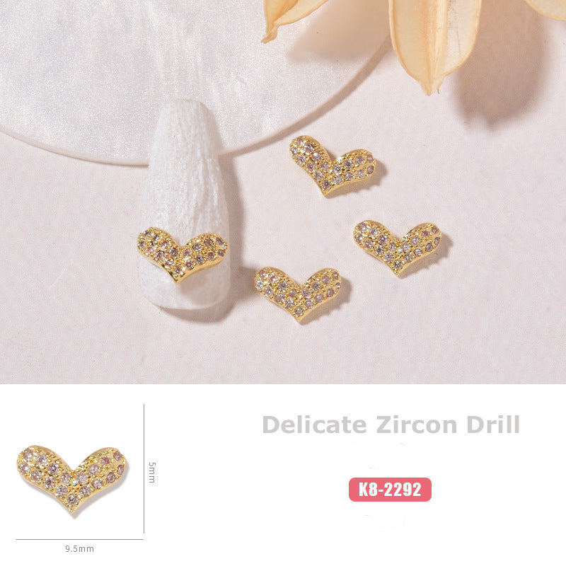NZJ059 New cat eye butterfly 3D love bear jewelry bow luxury alloy zircon nail decoration