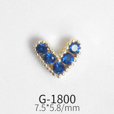 NZJ042 Colorful Zircon Gemstone Octagon Heart Diamond Alloy DIY Nail Art Charms for Nail Manicure Design