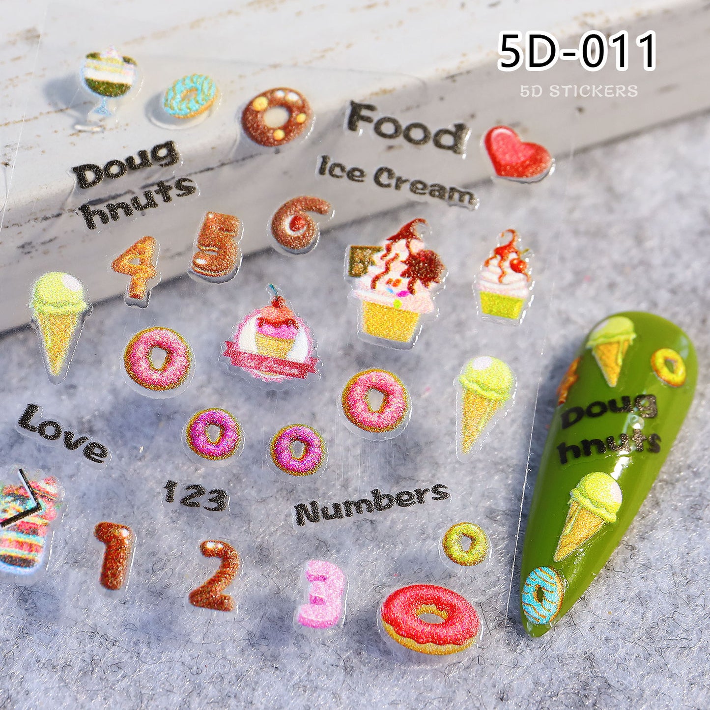 NS5D004  Nail Sticker 5D Embossed Flower Cartoon Donut Butterfly Love Series Nail Sticker 3D