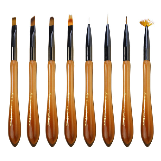 NBR045 Japanese New acrylic translucent coffee color gourd nail brush 8 styles painting smudge carving pen