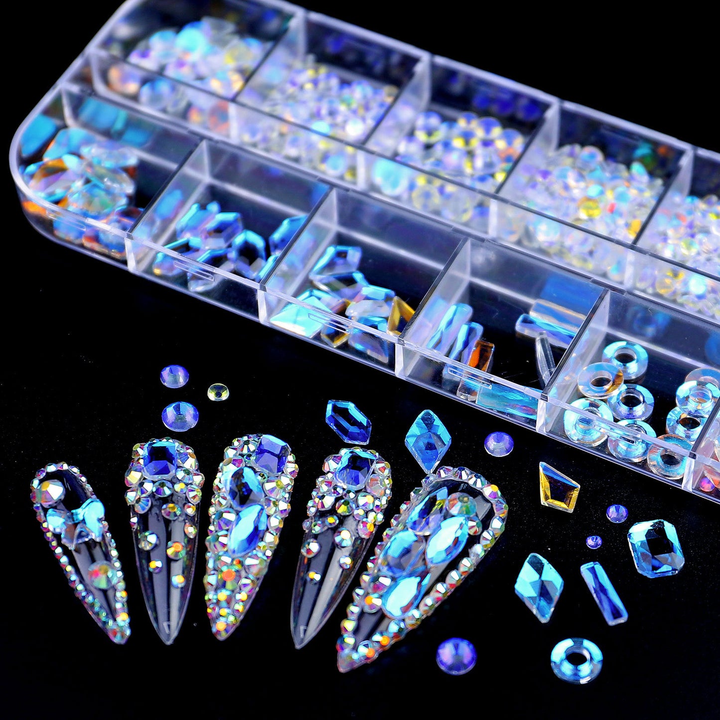 NRS027 ForLife Flat Bottom Glass Nail Rhinestones Decorations Crystal 3d Nail Art Accessories Shaped rhinestones