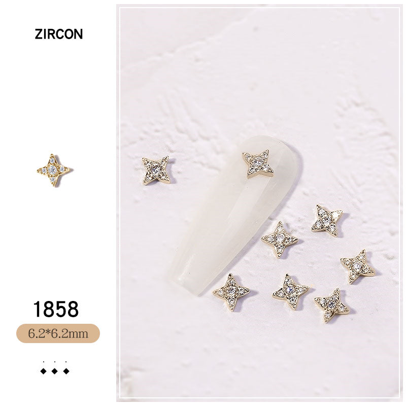 NZJ052 New Luxury Zircon Crystal Rhinestones For Nails Alloy Gold Nail Art Decorations Fashion Jewelry Ornaments