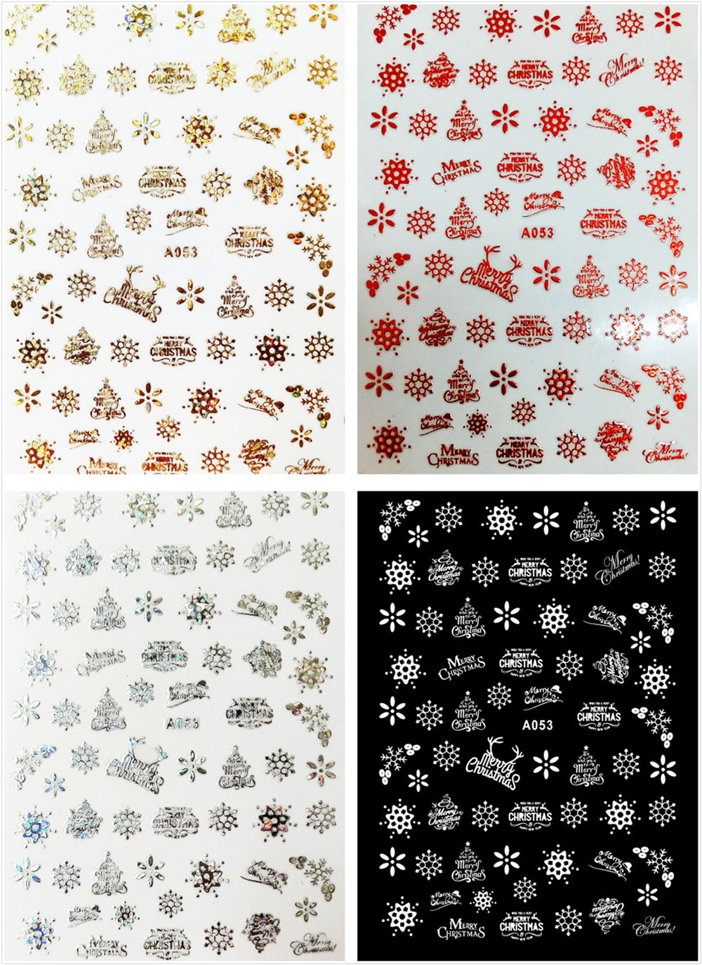NS5D028  ForLife 3D Nail Art Christmas Slider Wraps Snowflake Elk Santa Adhesive Flame Sticker Red Gold Manicure Nails Designs