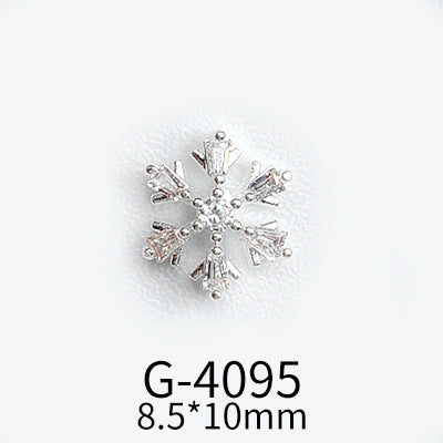 NZJ040 Christmas Nail Art Zircon Charms 3D Snowflake Nail Glitter Sticker Supplies Accessories Shiny Xtmas Nail Rhinestones Jewelry