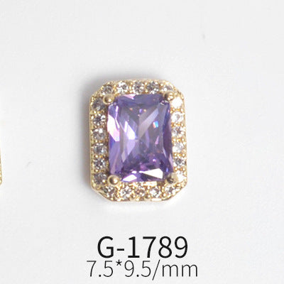 NZJ042 Colorful Zircon Gemstone Octagon Heart Diamond Alloy DIY Nail Art Charms for Nail Manicure Design