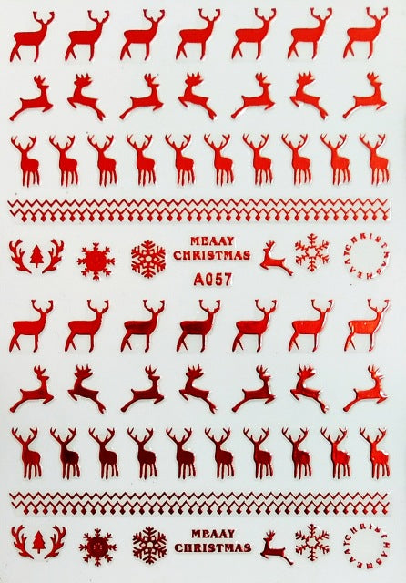 NS5D028  ForLife 3D Nail Art Christmas Slider Wraps Snowflake Elk Santa Adhesive Flame Sticker Red Gold Manicure Nails Designs