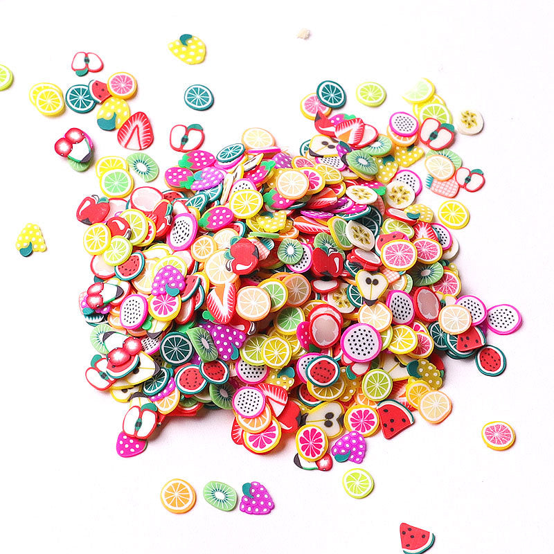 NDE055 ForLife Nail Art Decorations Soft Polymer Clay Fruit Slices Mixed Fruit Patterns Colorful DIY Decoration 1000pcs