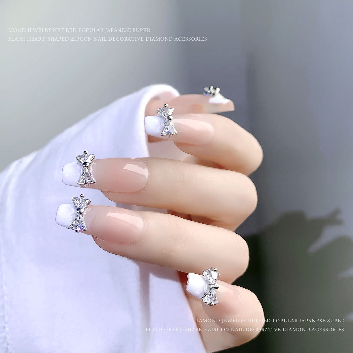 NZJ002 New Rhinestone Alloy Zircon Nail Art Decoration Bow Knot Diamond Jewelry
