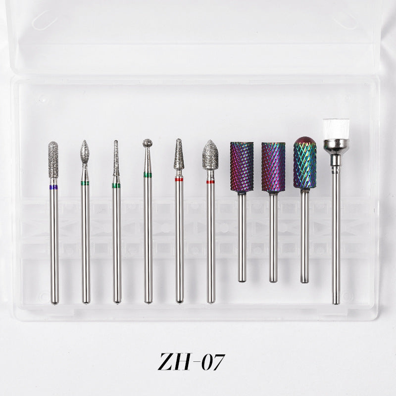 NDB003 10pcs Diamond Rotate Burr Nail Drill Bits Set Silicone Polishing Accessories Manicure Electric Machine Cutters Tool