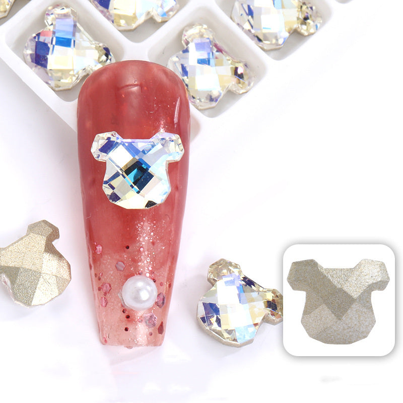 Nail Art Zircon Smart Bear Beating Preserving 3D Nail Jewelry Bear Christmas series 3D fancy shaped crystal stone pointback