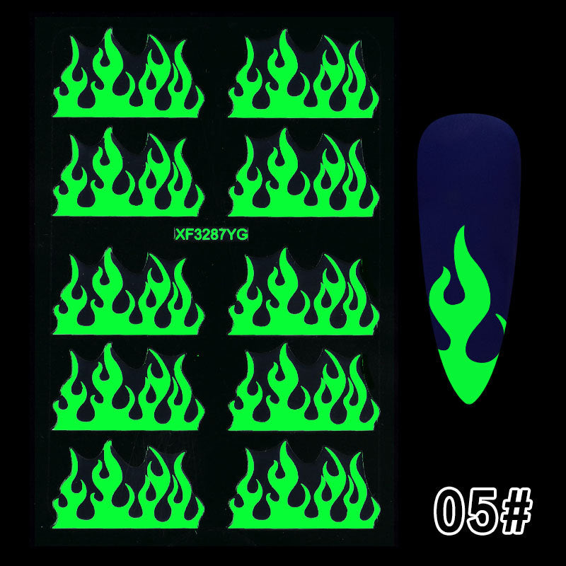 NS5D023 ForLife Halloween fluorescence butterfly snow flame Nail Sticker Reflections Self-Adhesive Foils DIY Nail Art