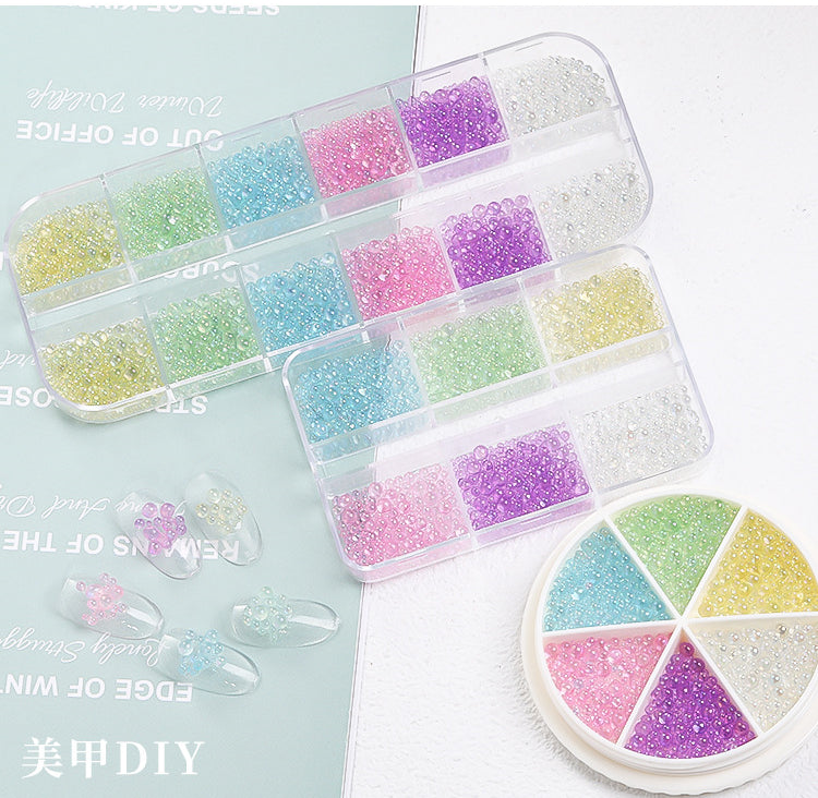NRS030 New Symphony bead glass 6 grid 12 grid manicure blister bubble beads DIY crystal nail art