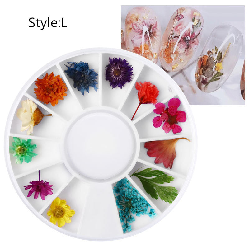 NDE001 ForLife Mix Dried Flowers Nail Decorations Jewelry Natural Floral Leaf Stickers 3D Nail Art Designs Polish Manicure