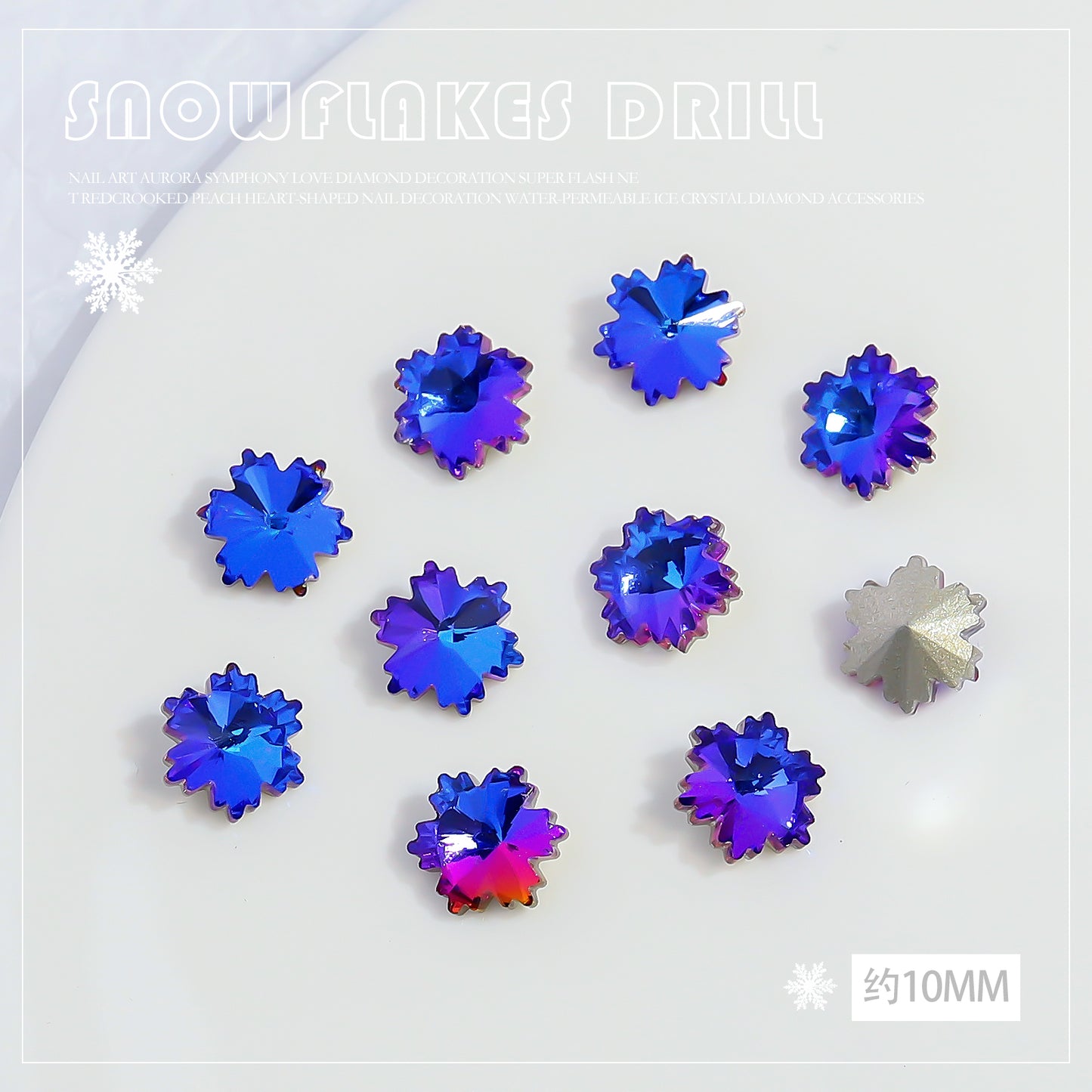 NZJ032 K9 snowflake point bottom nail enhancement diamond luxury glass crystal shaped diamond DIY nail jewelry wholesale