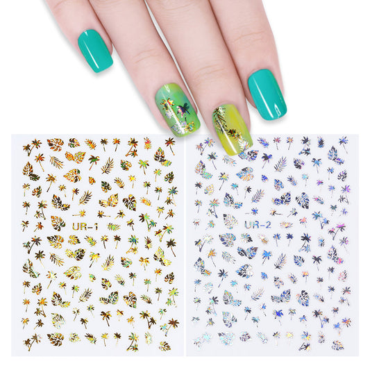 NS5D024  ForLife 1 Sheet Metallic Nail Art Stickers The golden leaves 3d Gold Hollow Adhesive Sticker Decoration