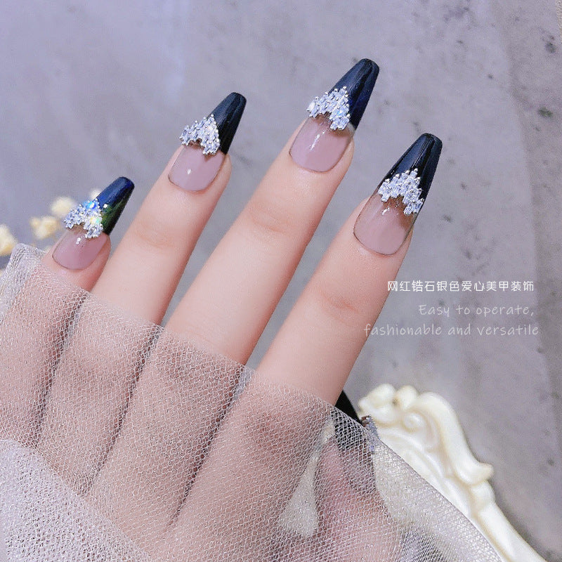 NZJ058 New Nail Art Love Heart Diamond Jewelry Japanese Shiny Heart Shaped Zircon Nail Decoration Diamond Accessories