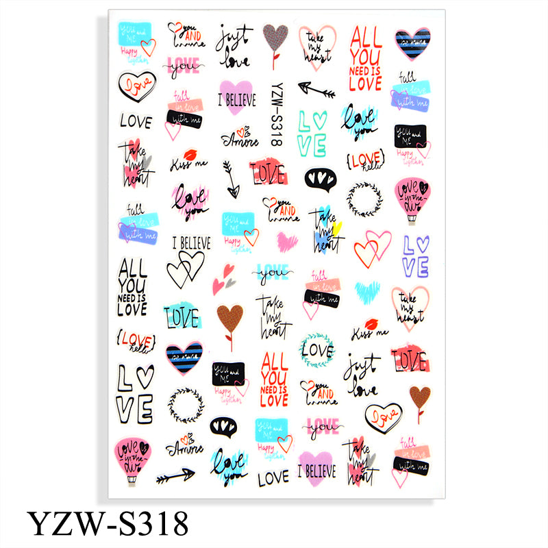 NS5D005  New Valentine's Day Love Flower Red Lip Sticker Nail Decoration