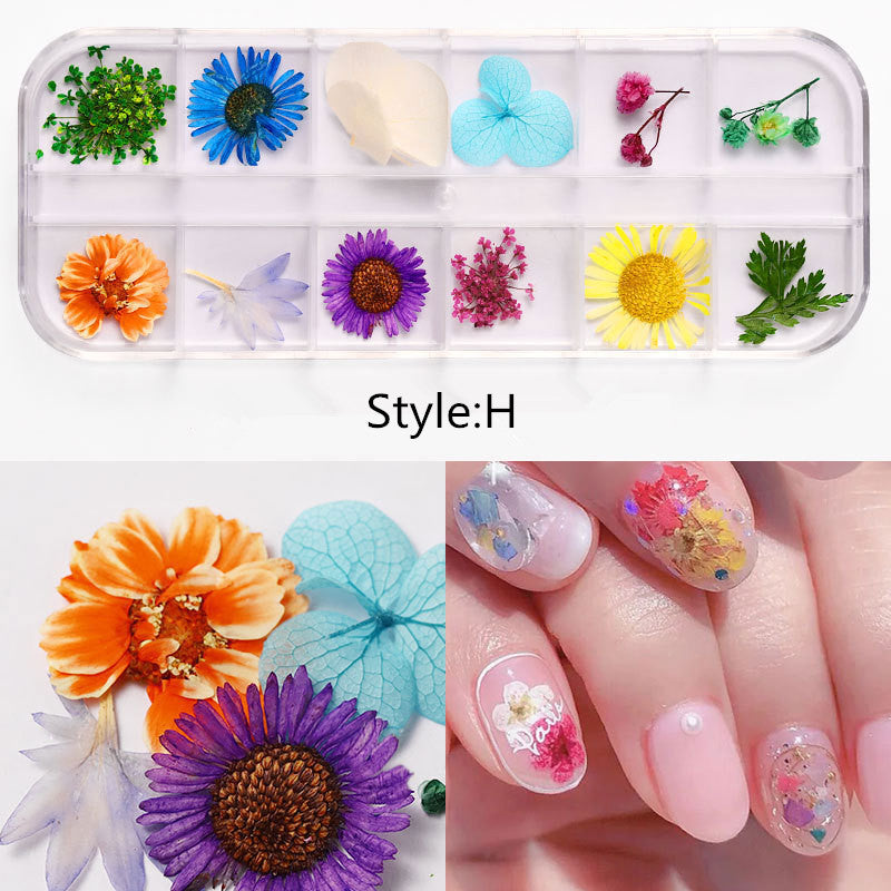 NDE001 ForLife Mix Dried Flowers Nail Decorations Jewelry Natural Floral Leaf Stickers 3D Nail Art Designs Polish Manicure