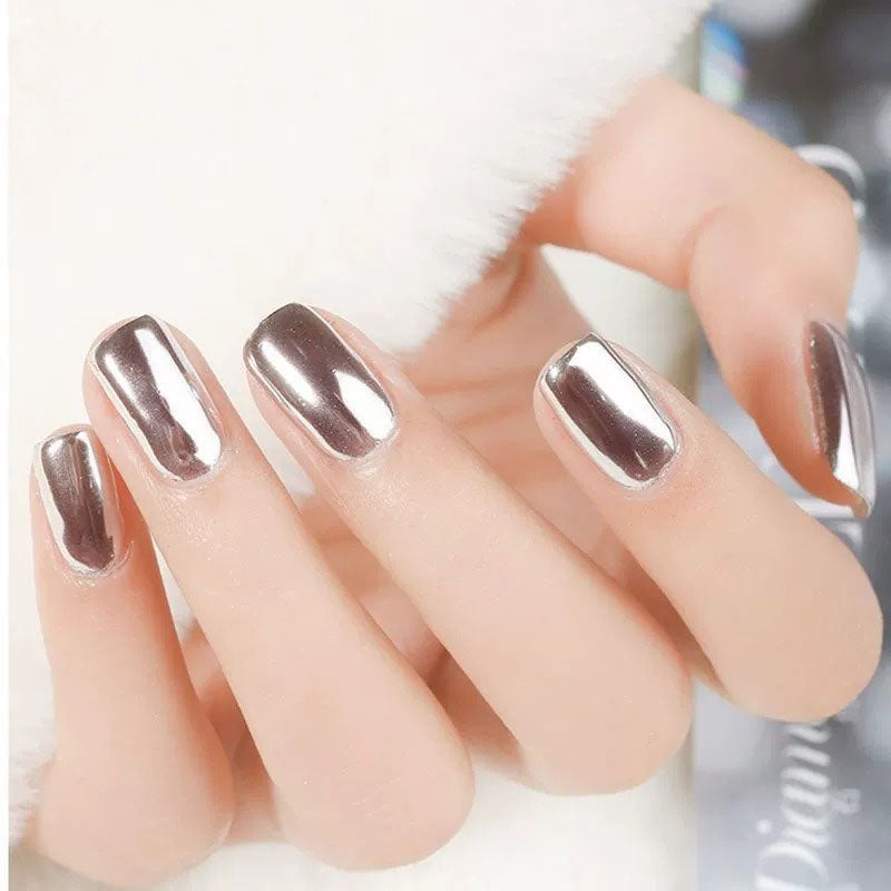 FNP001 Wholesale High Quality 6pcs/box Highlight Magic Mirror Powder Press On Nail For Fashionable Nail Decoration