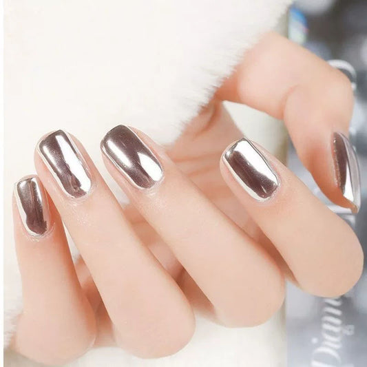 FNP001 Wholesale High Quality 6pcs/box Highlight Magic Mirror Powder Press On Nail For Fashionable Nail Decoration