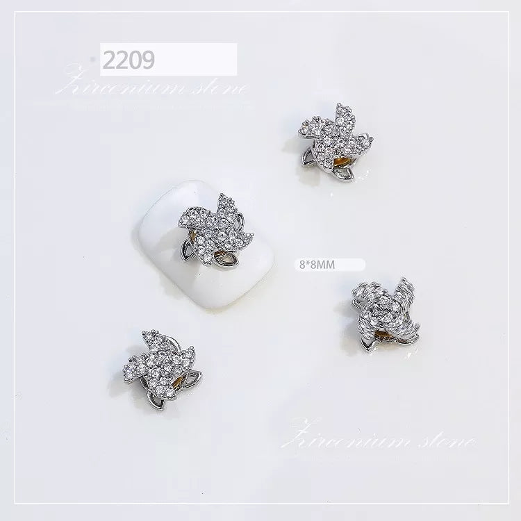 NZJ033 Boutique Nail Arts Windmill Zircon Nail Charms Rotatable Rotary Drill Spinner Women Beauty Finger Nail Sticker Fashion Jewelry