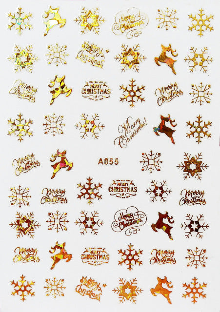 NS5D028  ForLife 3D Nail Art Christmas Slider Wraps Snowflake Elk Santa Adhesive Flame Sticker Red Gold Manicure Nails Designs