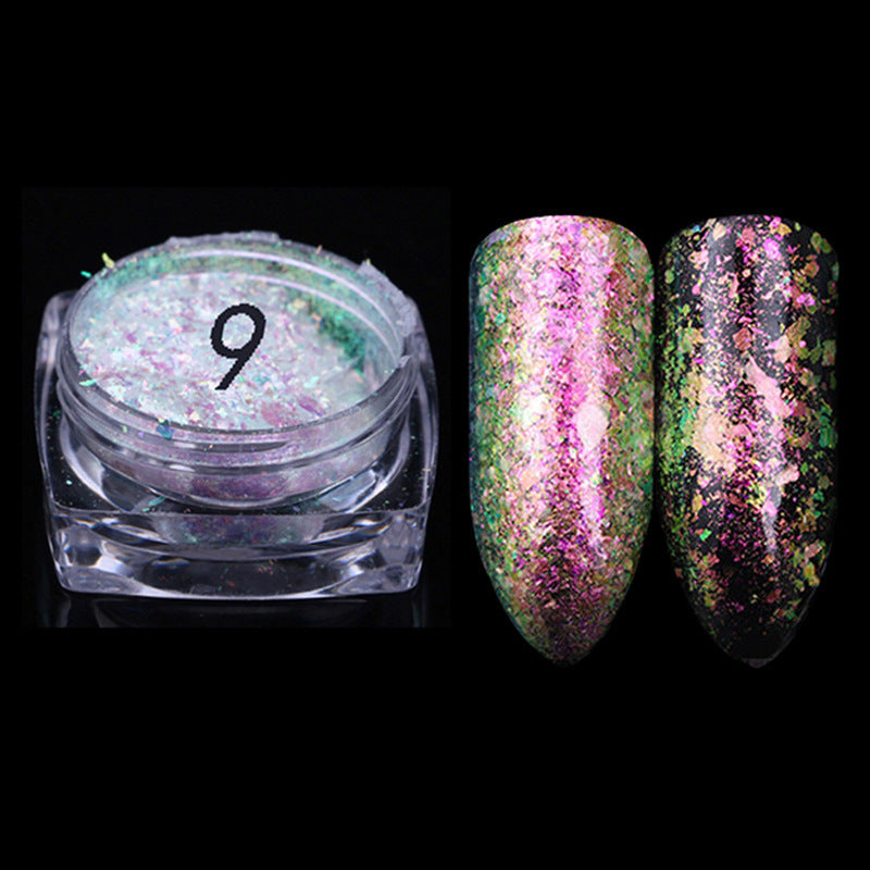 FNP054 12 Colors Magic Mirror Acrylic Powder Nail Art Laser Colorful Transparent Powder Nail Art Decoration