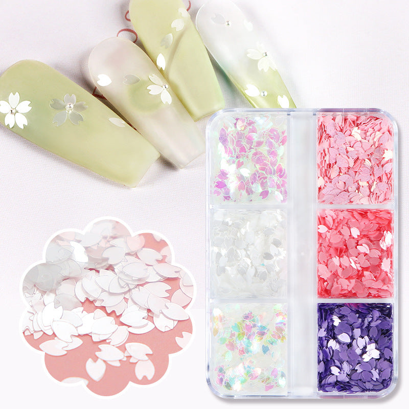 NDE065 Newest Flower Steel Ball Nail Art Accessories Ultra Thin Cherry Blossom Petals Sequins
