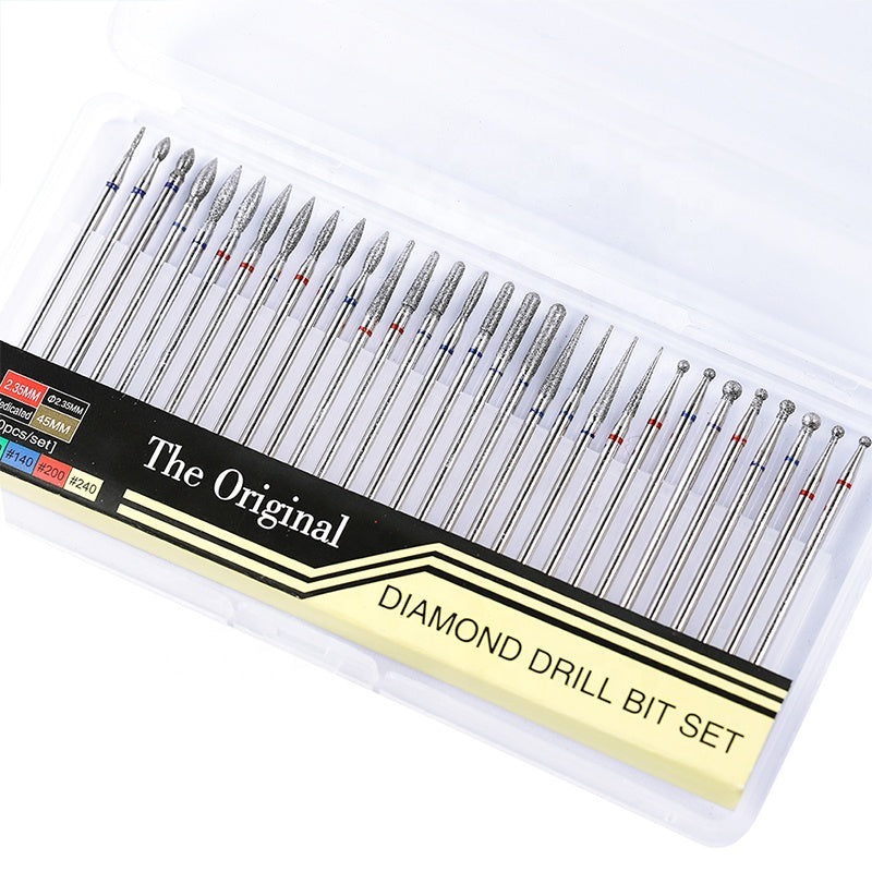 NDB030  30 Pcs Diamonds Nail Drill Bits Set Tungsten Steel Nail Art Polished Cutter For Electric Manicure Machine Accessory