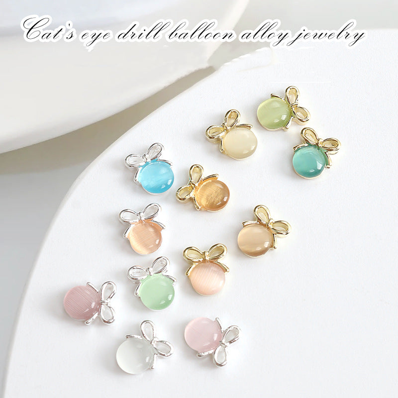 NZJ047 Lollipop Design 3D Nail Art Charms Heart Shaped Cat's Eye Stone Design Manicure Jewelry For Nail Art Decoration
