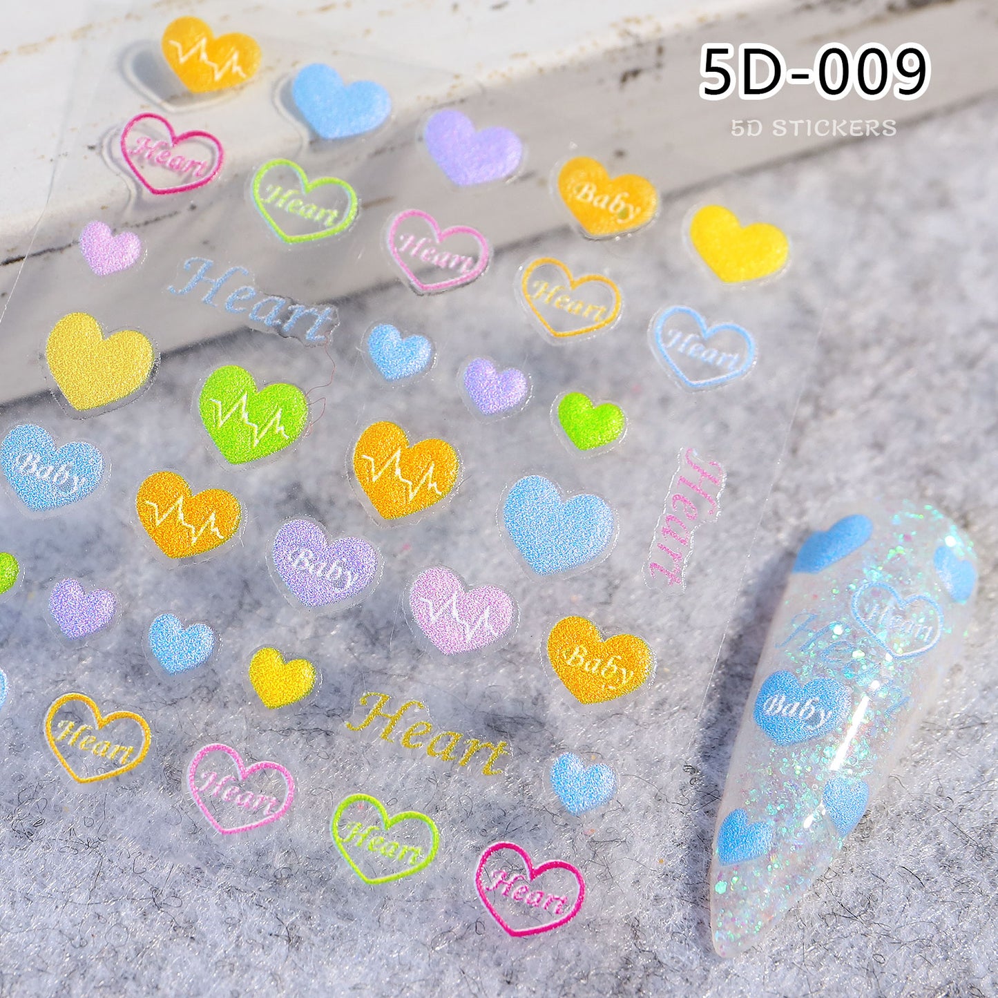 NS5D004  Nail Sticker 5D Embossed Flower Cartoon Donut Butterfly Love Series Nail Sticker 3D