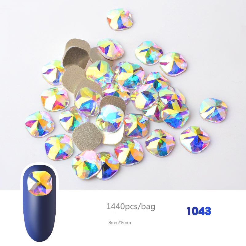 NRS019 Crystal AB 3D Nail Art Rhinestones Gem 1440pcs/bag Flatback Stones DIY Decorations Manicure Diamond Jewelry Different Shapes